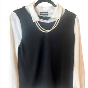 Dress code office casual blouse black and white.